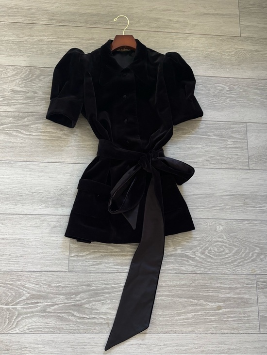 Tops - The Vampire’s Wife button-down blouse in thick cotton velvet. Removable sash.